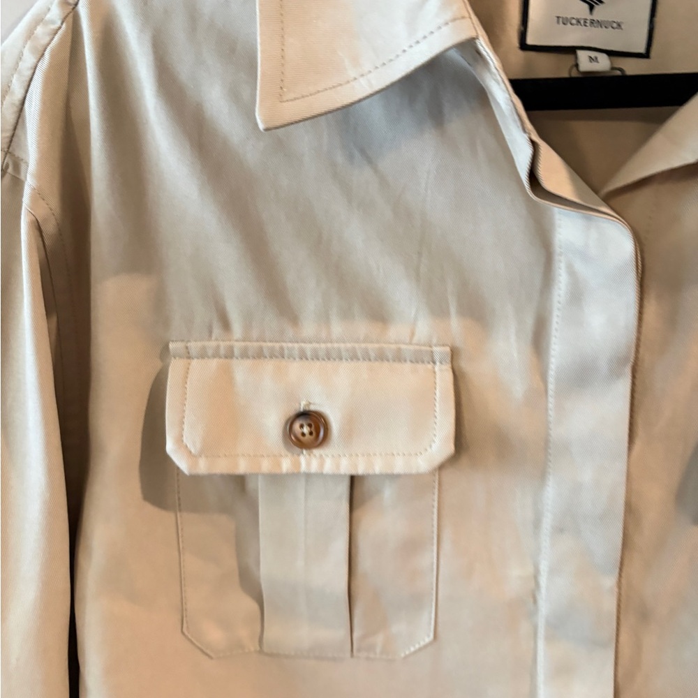 NWT Tuckernuck Belted Safari Utility Shirt Fawn – Tan –  Jacket Size Medium - Picture 7 of 14